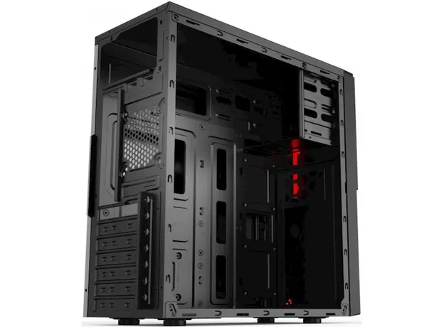 კომპიუტერის ქეისი 2E ALFA (E190-3U) MidT,2xUSB2.0,1xUSB3.0, steel (side panel), without PSU, black, 4 image