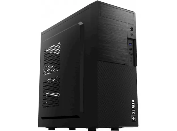 კომპიუტერის ქეისი 2E ALFA (E190-3U) MidT,2xUSB2.0,1xUSB3.0, steel (side panel), without PSU, black, 2 image