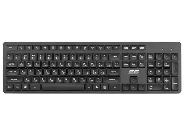 კლავიატურა 2E Keyboard membrane KS260 106key, WL, EN/UK, black, 2 image