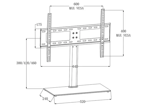 TV საკიდი Colorview Table with  TV Bracket  32 ​​to 70"  DTS-2, 3 image
