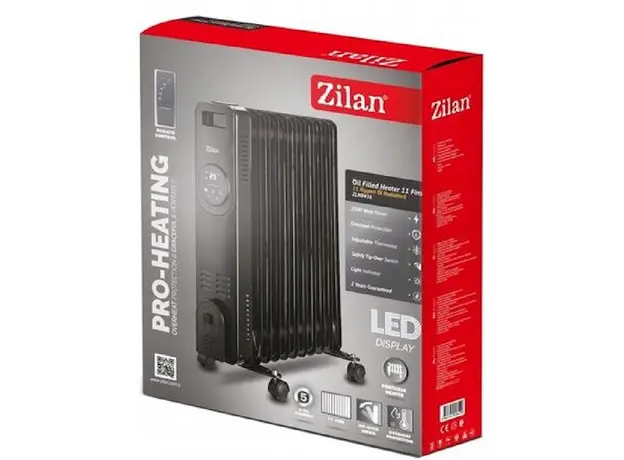 ზეთის გამათბობელი Zilan ZLN8436, 2000W, Oil Radiator, Black, 5 image