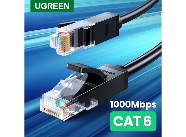 ქსელის კაბელი UGREEN NW102 (20161) Cat6 Patch Cord UTP Lan Cable 3m (Black), 4 image