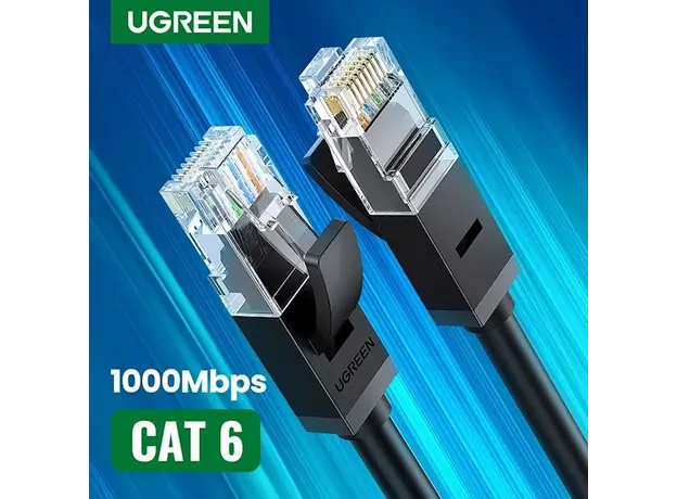 ქსელის კაბელი UGREEN NW102 (20161) Cat6 Patch Cord UTP Lan Cable 3m (Black), 5 image