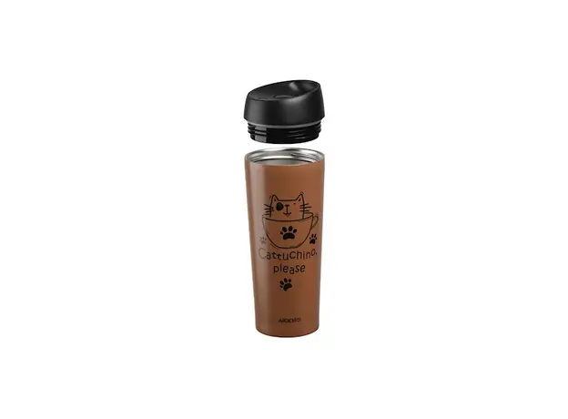 თერმოსი Ardesto Travel mug Coffee time Cat 450 ml, 3 image