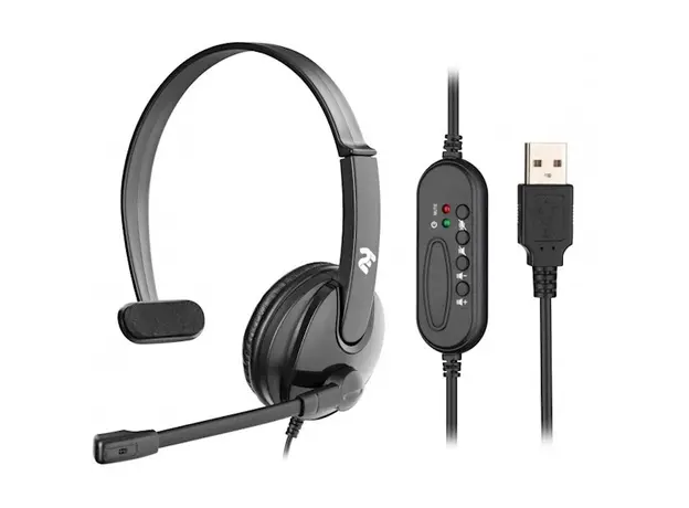 ყურსასმენი 2E CH12MU, Mono Headphones, Wired, USB, Black