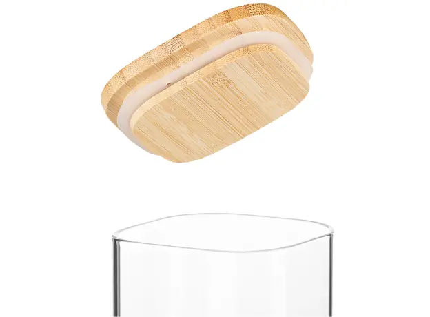 ქილა Ardesto Jar Fresh, 1300 ml, square, glass, bamboo, 3 image