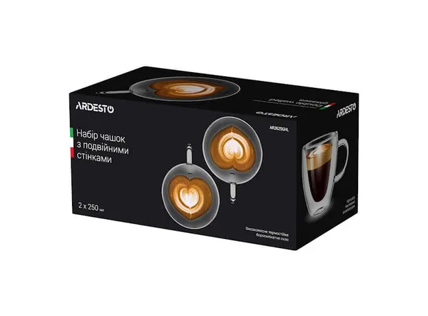 ჭიქა ARDESTO Double wall borosilicate glass mug set 250 ml 2 pcs, 3 image