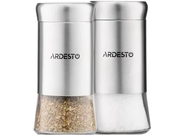 სამარილე და საპილპილე Ardesto Spices Shakers Set Gemini, 2 pcs, stainless steel, glass, 2 image