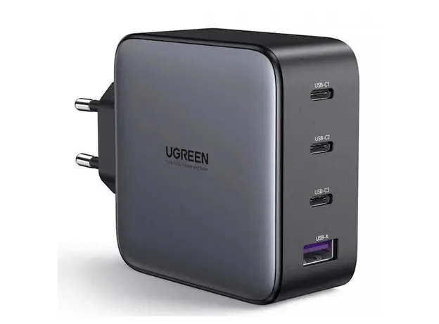 USB-C დამტენი UGREEN CD226 (40747) GaN Fast Charger, 3xUSB-C, USB-A, 100W, Black, 2 image