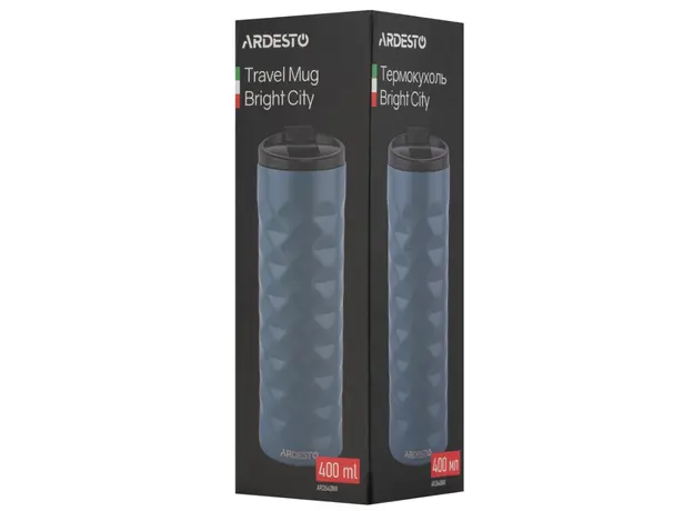 თერმოსი Ardesto Travel mug Bright City 400 ml, stainless steel, dark blue, 5 image