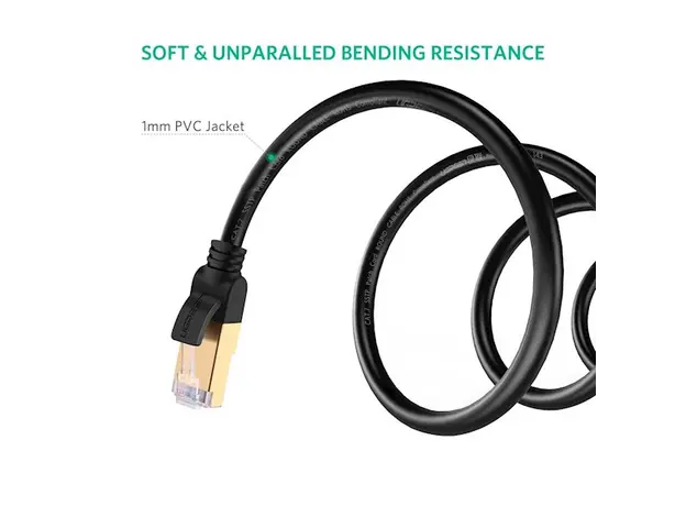 ქსელის კაბელი UGREEN NW107 (11277) Cat7 Patch Cord STP Ethernet Lan Cable 1.5m (Black), 6 image