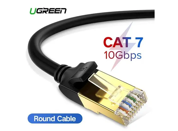 ქსელის კაბელი UGREEN NW107 (11277) Cat7 Patch Cord STP Ethernet Lan Cable 1.5m (Black), 8 image