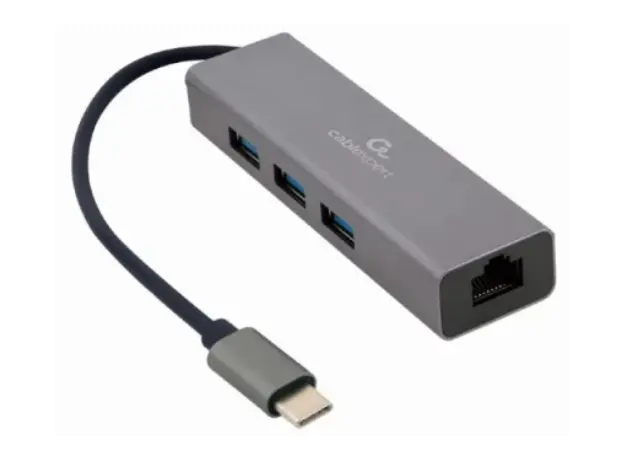 ადაპტერი Gembird A-CMU3-LAN-01 USB-C Gigabit network adapter with 3-port USB 3.1, 2 image