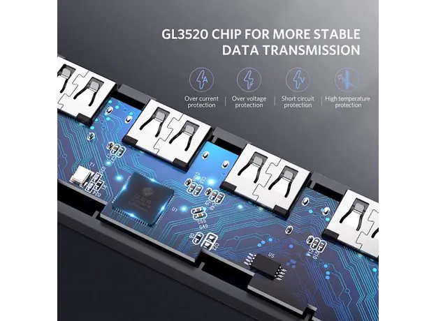 USB ჰაბი UGREEN CM219 (50985) UGREEN USB 3.0 4 Ports USB Hub Gray, 7 image