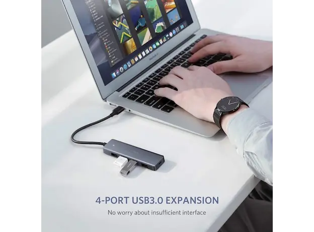 USB ჰაბი UGREEN CM219 (50985) UGREEN USB 3.0 4 Ports USB Hub Gray, 6 image