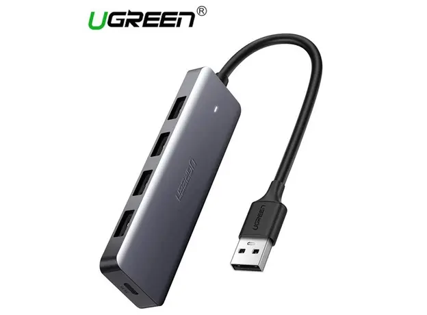 USB ჰაბი UGREEN CM219 (50985) UGREEN USB 3.0 4 Ports USB Hub Gray, 2 image