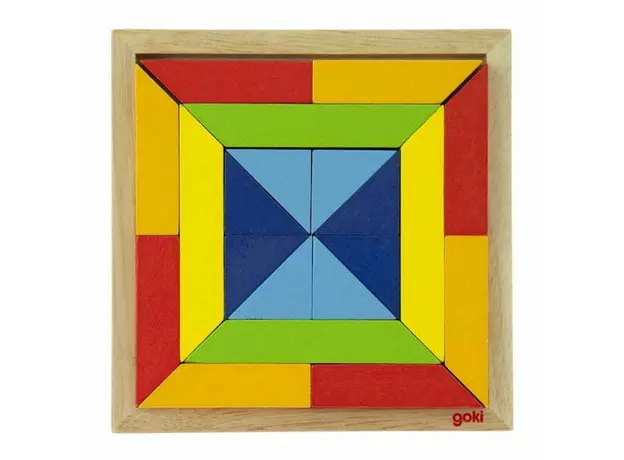 ხის ასაწყობი ფაზლი Goki The wooden puzzle The world of shapes - square 57572-3