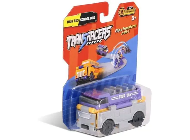 სათამაშო მანქანა TransRacers Tour Bus & School Bus, 2 image