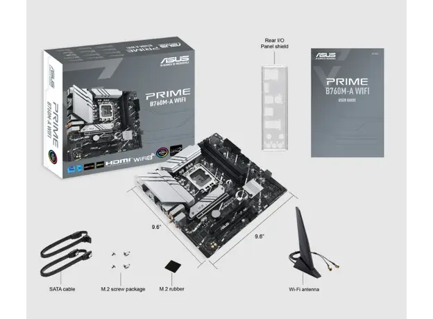 დედა დაფა ASUS Motherboard PRIME B760M-A WIFI s1700 B760 4xDDR5 M.2 HDMI DP Wi-Fi BT mATX, 9 image