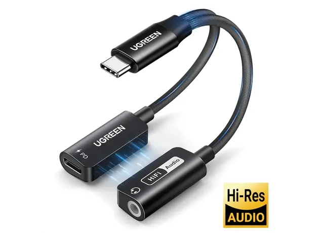 აუდიო ადაპტერი UGREEN CM721 (25837), Type-C to 3.5mm Audio Adapter with Power Delivery, Black, 3 image