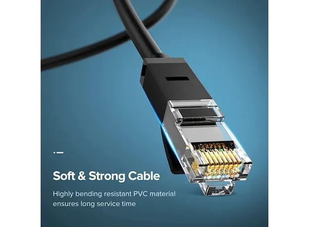 ქსელის კაბელი UGREEN NW102 (20158) Cat 6 Patch Cord UTP Lan Cable 0.5m (Black), 9 image