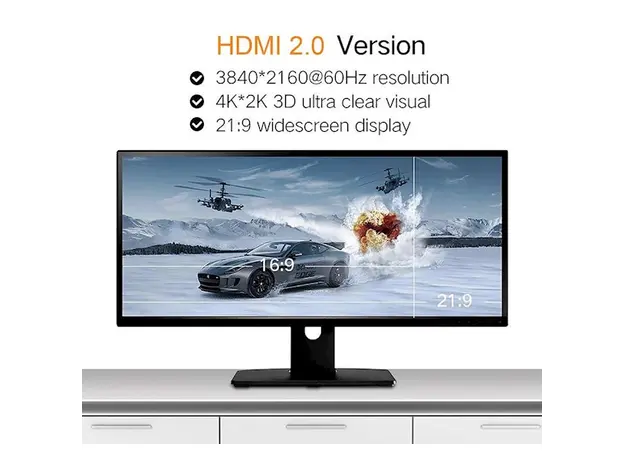 HDMI კაბელი UGREEN 50108, HDMI 2.0 4K Carbon Fiber Zinc Alloy Cable, 2m, Gray, 3 image