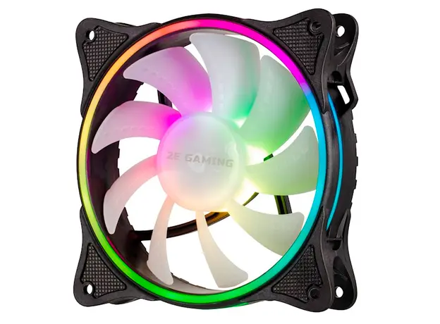 ქულერი 2E GAMING  Case fan (F120OI-ARGB), 120mm, 3+3pin 5V Aura, white blades, black frame,outer-inner LED