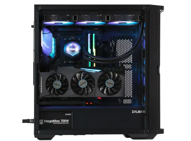 ქეისი Zalman Computer case Z10, without PSU, 2xUSB3.0, 1xUSB Type-C, 3x140mm Black fans, 1x120mm Black fans, TG Side Panel, EATX, Black, 4 image