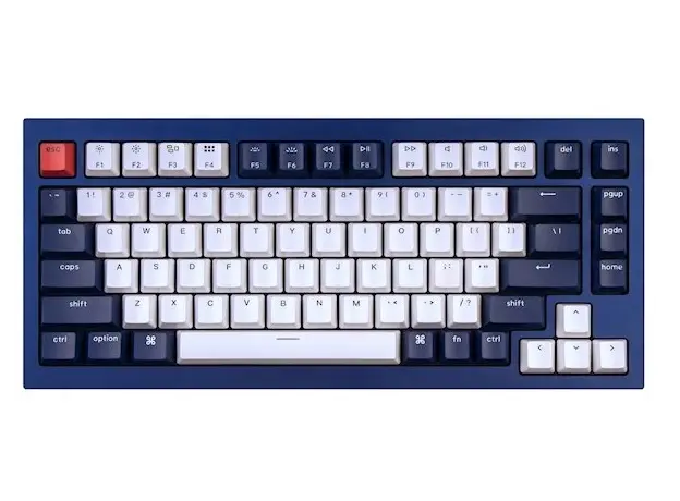 კლავიატურა Keychron Q1 QMK Custom HotSwappable Gateron Phantom Brown Switch Mechanical Keyboard Full Assembled Navy Blue RGB with Knob Russian Layout