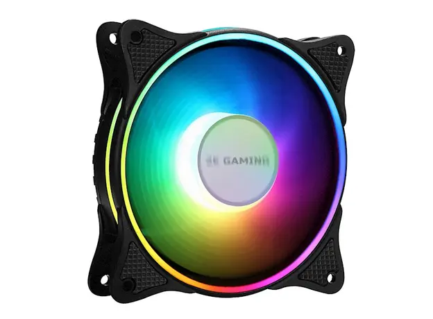ქულერი 2E GAMING  Case fan (F120OI-ARGB), 120mm, 3+3pin 5V Aura, white blades, black frame,outer-inner LED, 4 image