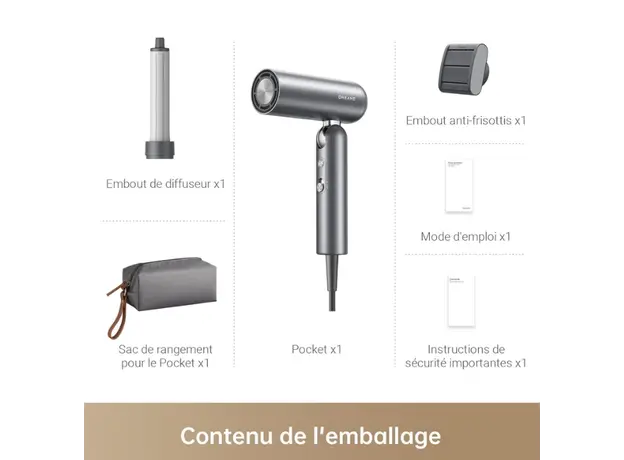 თმის საშრობი Dreame Hairdryer Pocket Space Gray (AHD51), 7 image