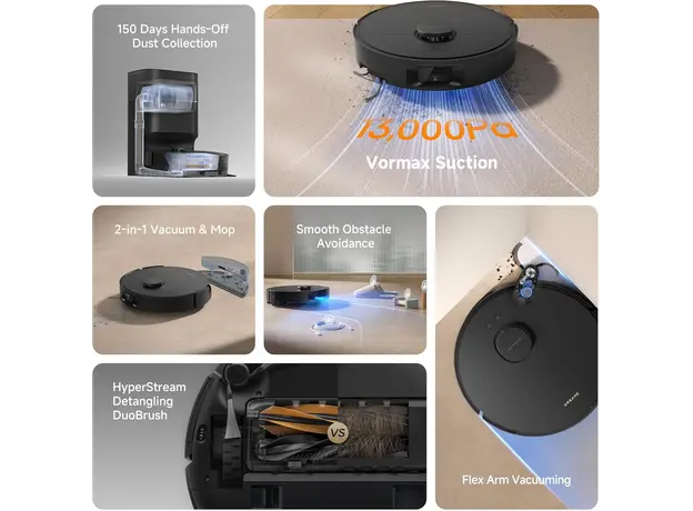 მტვერსასრუტი Dreame Robot Vacuum D20 Pro Plus Black (RLD43SD), 5 image