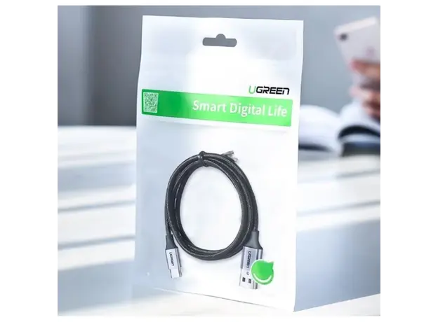 USB კაბელი Ugreen US288 (60126) UGREEN USB 2.0 A to Type C Cable Nickel Plating Aluminum Braid 1m (Black), 6 image