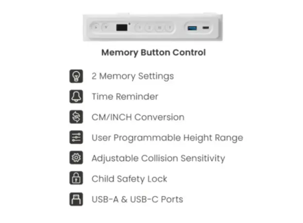 ელექტრო მაგიდა Vertex VX-1SSD-01NW Single Motor Sit-Stand Desk with Drawer &amp; Memory Control, 10 image