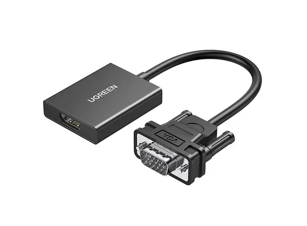 ადაპტერი UGREEN CM513 (50945), VGA To HDMI Adapter With 3.5mm And USB-C, 0.15cm, Black, 2 image