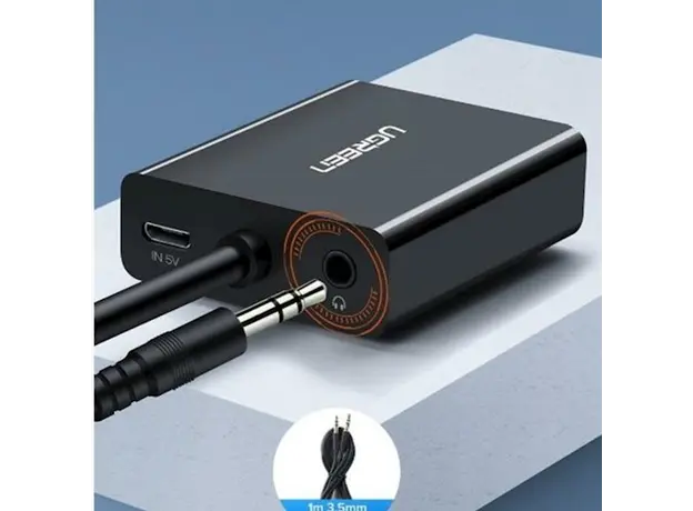 ადაპტერი UGREEN CM513 (50945), VGA To HDMI Adapter With 3.5mm And USB-C, 0.15cm, Black, 4 image