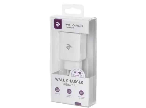 ადაპტერი 2Е Wall Charge Wall for 2 USB - DC5.0V/4.2 A, white, 5 image