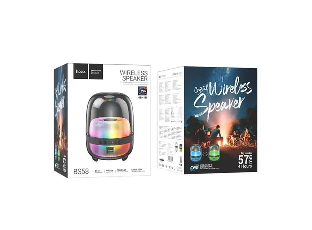 დინამიკი Hoco BS58 Crystal colorful luminous  portable speaker Magic black night, 4 image