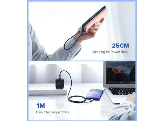 USB კაბელი Ugreen US288 (60126) UGREEN USB 2.0 A to Type C Cable Nickel Plating Aluminum Braid 1m (Black), 3 image