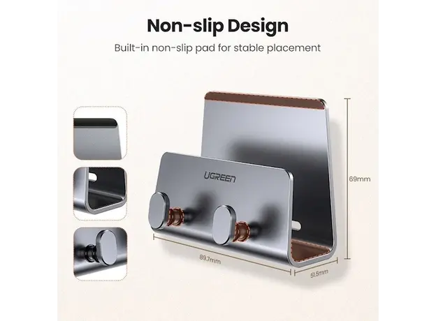 მობილურის დამჭერი UGREEN LP193 (70584), Wall Mount, Phone Holder, Grey, 6 image