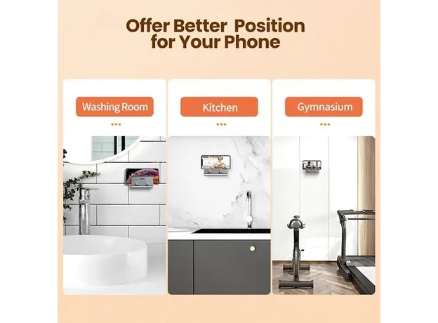 მობილურის დამჭერი UGREEN LP193 (70584), Wall Mount, Phone Holder, Grey, 5 image