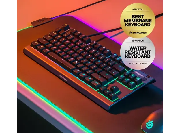 კლავიატურა SteelSeries Gaming keyboard Apex 3 TKL USB Black, 3 image