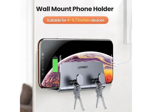 მობილურის დამჭერი UGREEN LP193 (70584), Wall Mount, Phone Holder, Grey, 7 image