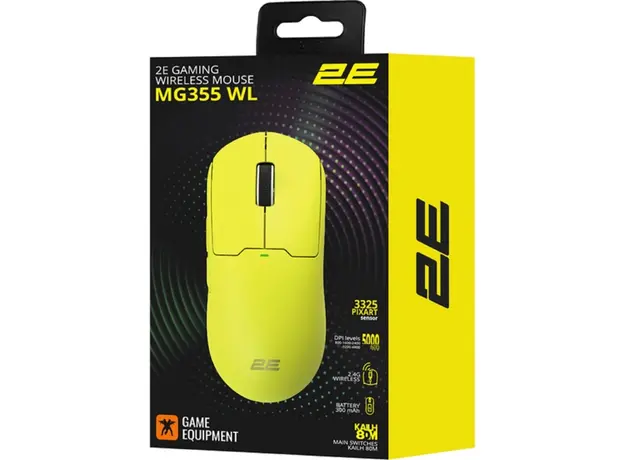 მაუსი 2E 2E-MG355UYW-WL MG355 WL, Wireless, USB-A, Gaming Mouse, Yellow, 5 image