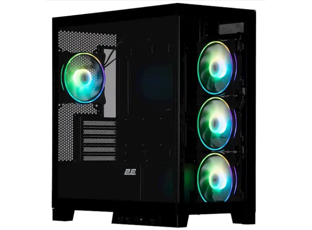 ქეისი 2E Gaming Computer case Fantom GK701B, without PSU, 2xUSB 3.0, 1xUSB Type-C, 4x120mm ARGB, controller with remote, TG Side/Front Panel, mATX, Black, 2 image