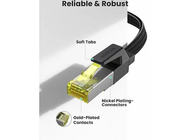 ქსელის კაბელი UGREEN NW189 (40166), CAT7 U/FTP, Lan Cable, 15m, Black, 5 image