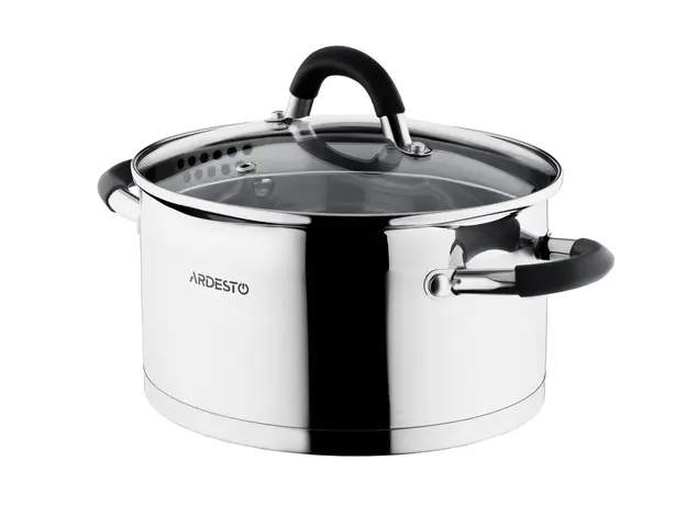 ქვაბების ნაკრები Ardesto Cookware set Gemini Monza with drain, 6pcs, stainless steel, 3 image