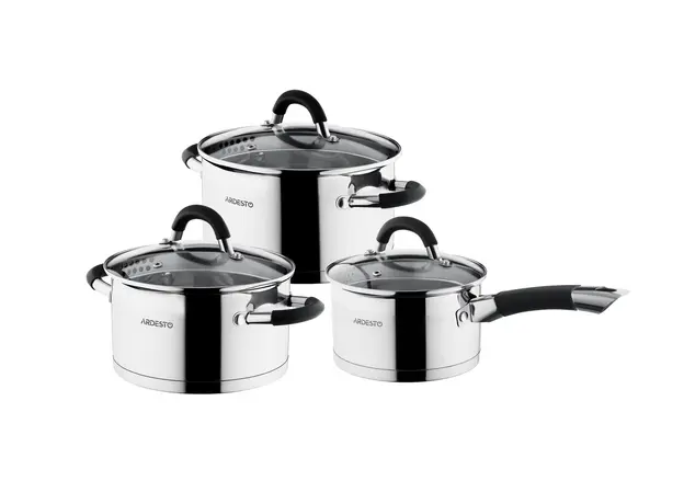 ქვაბების ნაკრები Ardesto Cookware set Gemini Monza with drain, 6pcs, stainless steel, 2 image