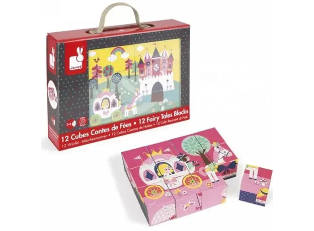 ასაწყობი კუბიკები Janod Cubes Tales of 12 el. J02983, 2 image