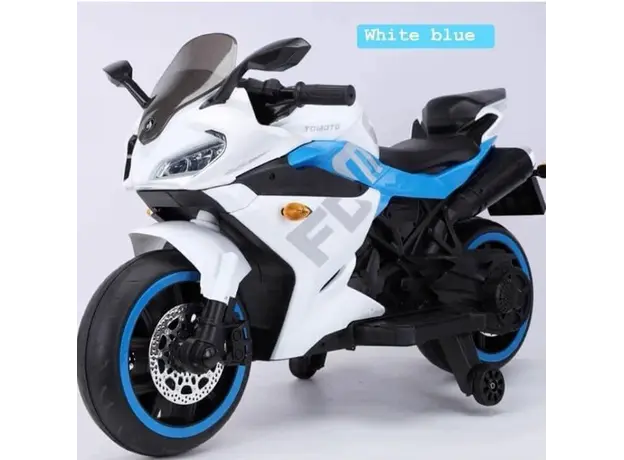 ბავშვის ელექტრო მოტოციკლი R15 კაუჩუკის საბურავებით/ტყავის სავარძლით, 3 image